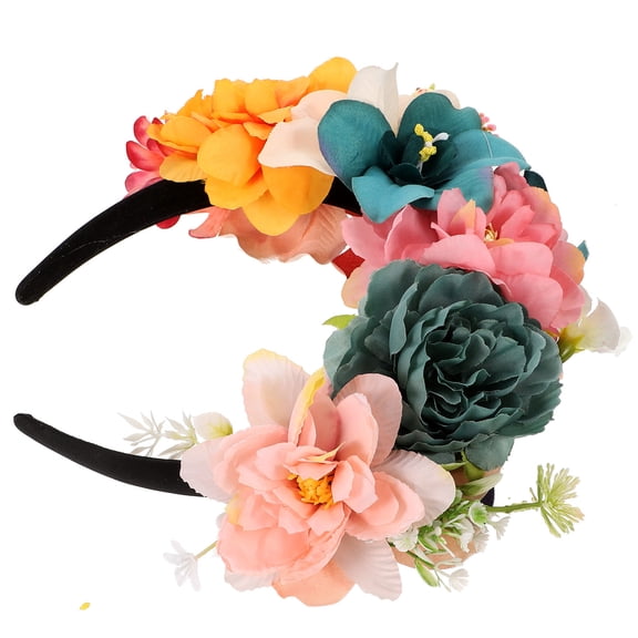 PAMINGONO Festival Headdress Flower Headband Multi Cloth 1Set Party Accessory