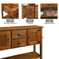 thumbnail image 6 of 48'' Solid Wood Sideboard Console Table with 2 Drawers and Cabinets and Bottom Shelf, Retro Style Storage Dining Buffet Server Cabinet for Living Room Kitchen Dining Room(Brown), 6 of 14