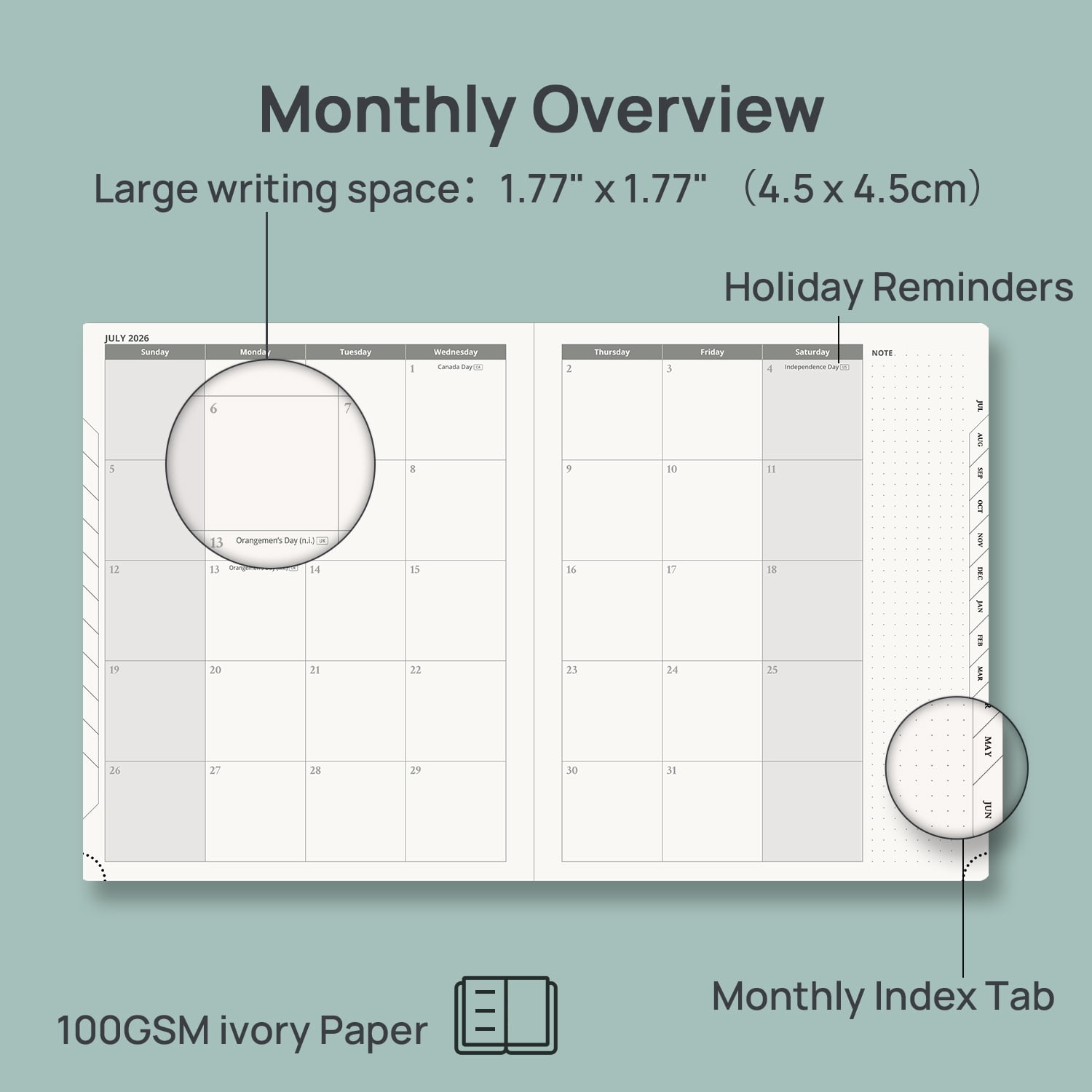 POPRUN Academic Planner 2026-2027, 8.5"x 10.5", (Jul.26-Jun.27) Weekly Monthly Appointment Book with Hourly Time Slots, Hardcover Spiral Bound, 100GSM Thick Paper - Midnight Green