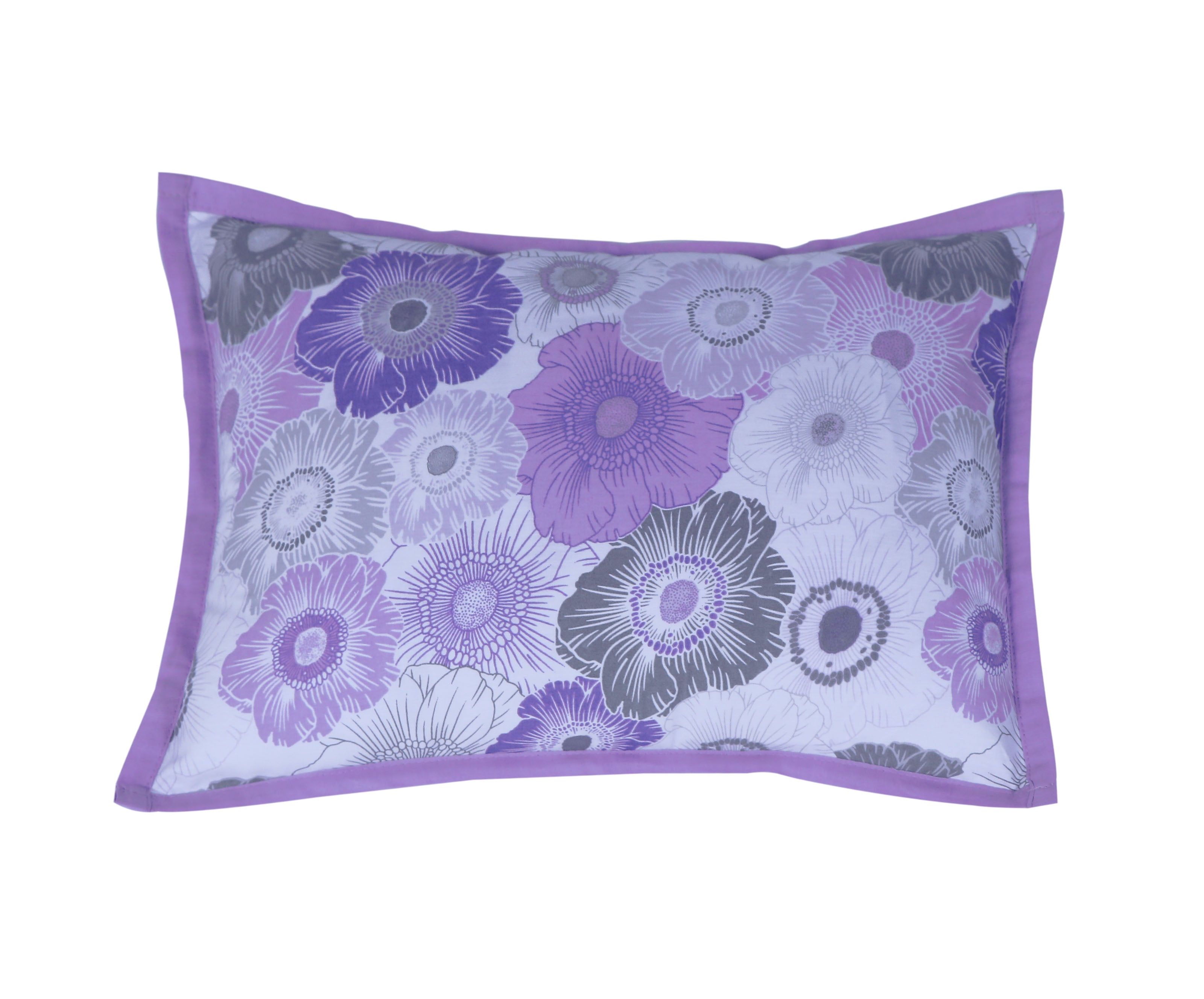 Bacati - 5 pc Toddler Bedding/Sheet Set 100% Cotton Percale, Watercolors Flowers Purple Gray