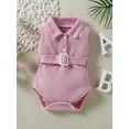 thumbnail image 2 of Bagilaanoe Newborn Baby Girls Summer Casual Romper Sleeveless Lapel Button Down Playsuit 3M 6M 12M 18M 24M Casual Bodysuit, 2 of 8