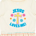 thumbnail image 4 of Inktastic Easter Jesus Loves Me with Cross and Flowers Girls Toddler Dress, 4 of 5