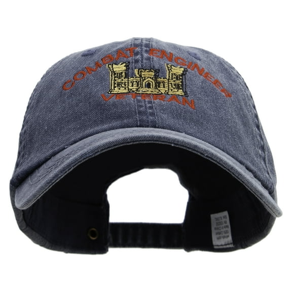 Combat Engineer Veterans Embroidered Big Size Washed Pigment Dyed Cap - Navy XL-3XL