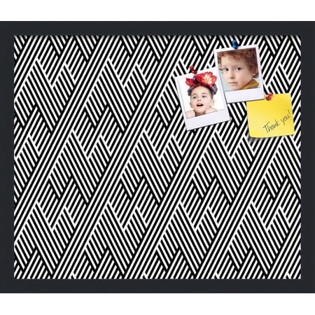 PinPix 20x17 Custom Cork Bulletin Board Modeco Zig Zag Black Poster Board Has a Fabric Style Canvas Finish Framed in Modeco Zig Zag Black by ArtToFrames (PinPix-1535)