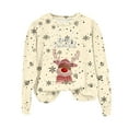 thumbnail image 6 of larppty Christmas Sweatshirts Women Ugly Christmas Reindeer Snowflakes Printed Crewneck Shirt Xmas Holiday Party Pullover Holiday Tops (Beige, M), 6 of 7