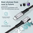 thumbnail image 6 of RVP+ USB C Cable 90 Degree (2Pack, 240W), Type C to Type C Cable, PD 3.1 Fast Charging Cable Up Down Angle - Grey (RVP-C101-BK-6FT-2), 6 of 7