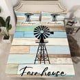 thumbnail image 2 of Homewish Retro Lake House Queen Sheet Sets for Adult, Pebble Grey Rustic Cabin Flat Sheet, Plant Botanical Queen Fitted Sheet, Super Cozy Room Decor, 4 Pieces, 2 of 7