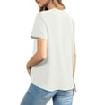 thumbnail image 3 of Amoretu Womens Short Sleeve Tops V Neck Loose Fit T-Shirts Blouse White 2XL, 3 of 4