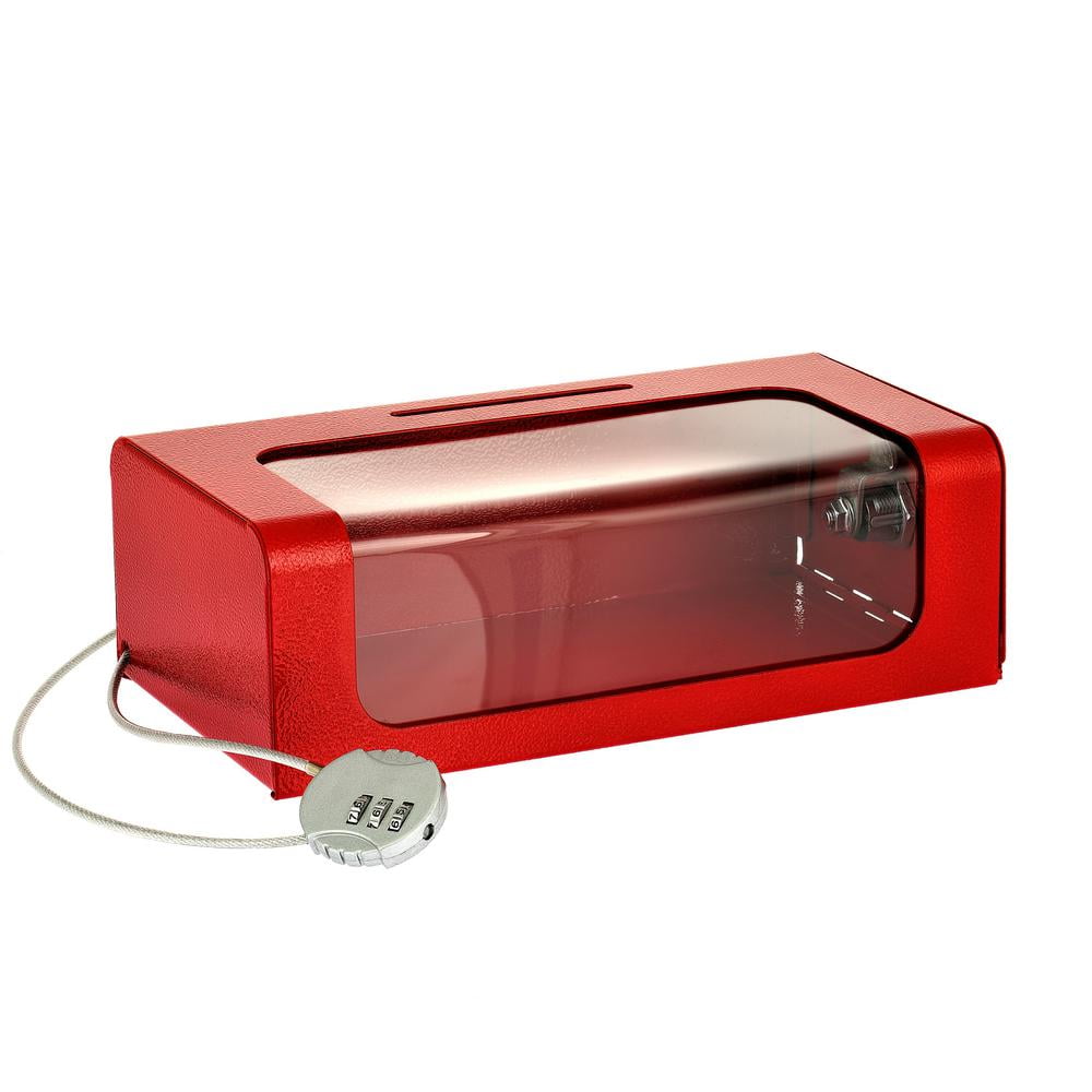 AdirOffice Customizable Wood Suggestion Box Donation Charity Box Red 