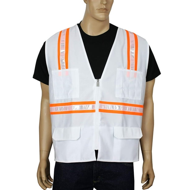 Safety Depot White Reflective Safety Vest with Pockets 8038WTXL