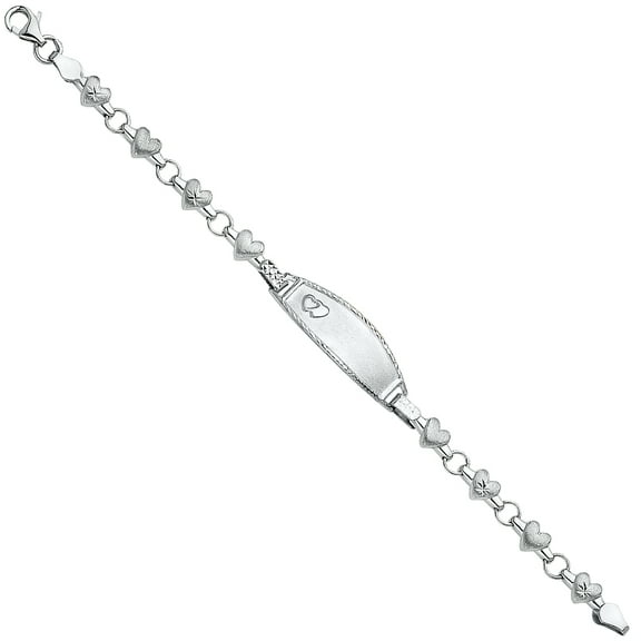 Wellingsale 14k White Gold Polished Stampato Oval ID Bracelet - 6"