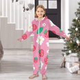 thumbnail image 6 of Strawberry and Flower Pattern One Piece Pajamas Soft Jumpsuit Cozy Sleep and Play Romper Zipper and Pockets 12-13Y, 6 of 8
