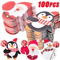 thumbnail image 2 of 100/25 piezas de tarjetas de papel con forma de piruleta de Papá Noel, soporte para envolver dulces navideños, suministros de decoración para fiestas de Año Nuevo, 2 of 5