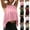 Pink, variant on GERsome Workout Tank Tops for Women Cropped Sleeveless Sports Athletic Yoga Running Gym Crop T Shirts S-2XL