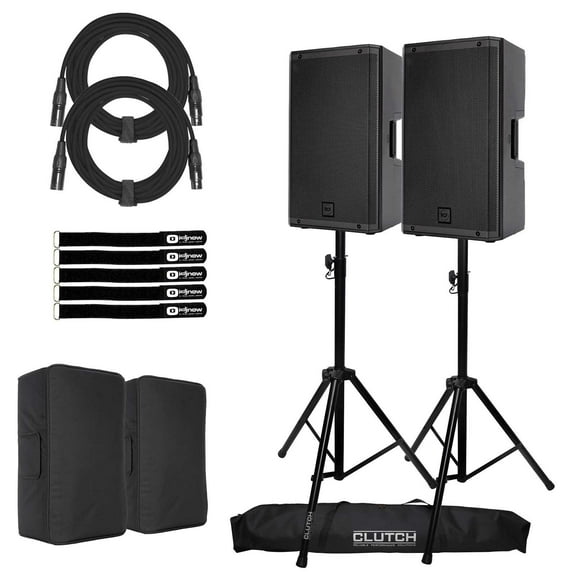 (2) RCF ART 912-A 12" Professional Digital Active Speaker Systems with Protective Covers & Stands Package