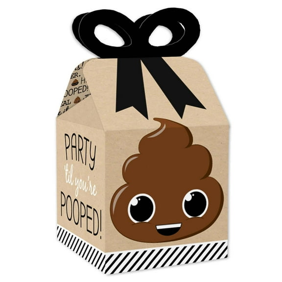 Big Dot of Happiness Party 'Til You're Pooped - Square Favor Gift Boxes - Poop Emoji Party Bow Boxes - Set of 12