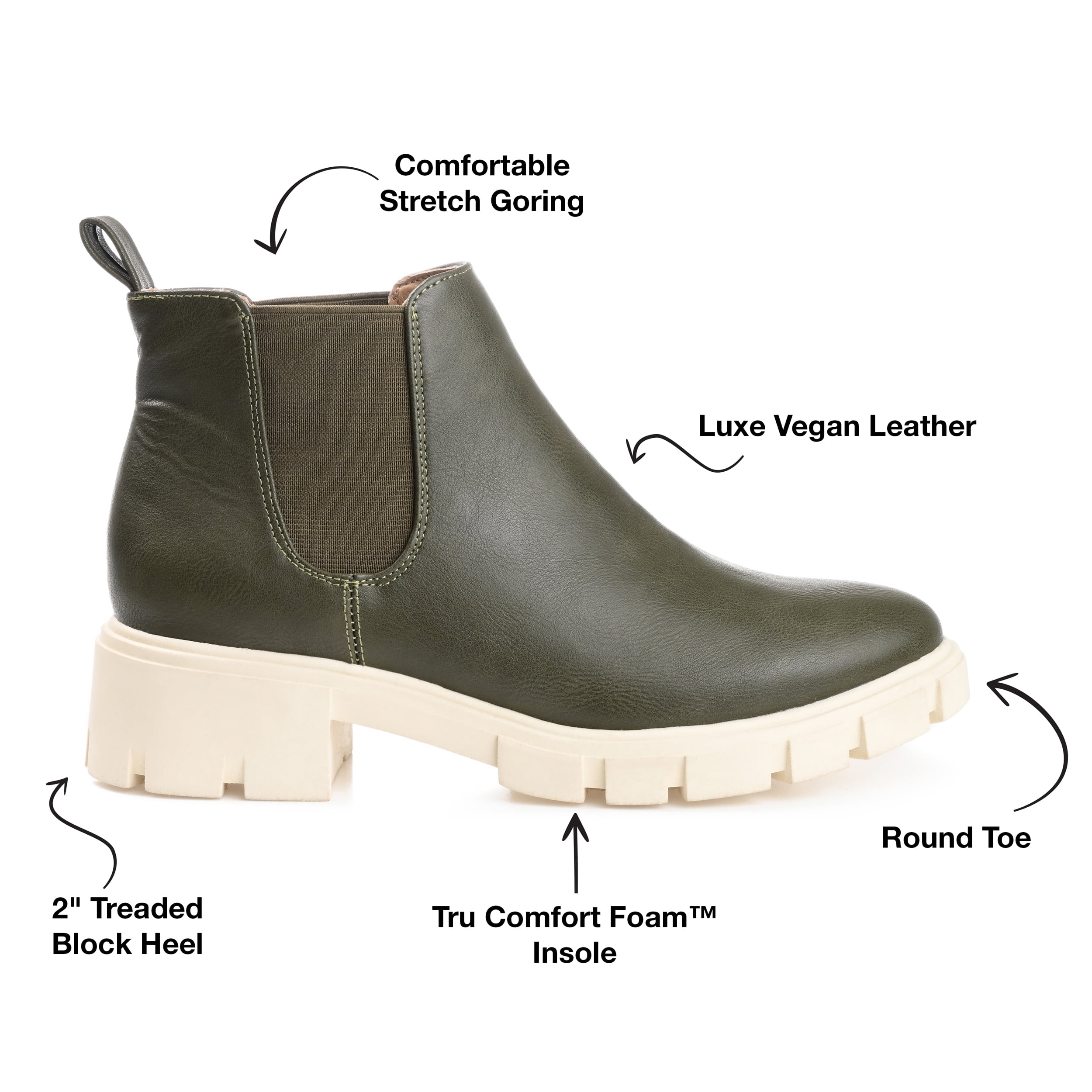 Journee Womens Rorke Pull On Block Heel Booties