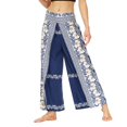 thumbnail image 3 of Gibobby Pantalones mujer Pantalones de pierna ancha con abertura para mujer, pantalones de yoga holgados de playa informales hippie(Azul marino， L), 3 of 5