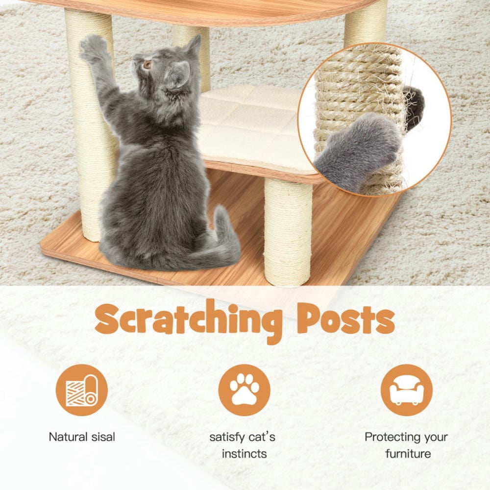 Spaco Cat Tree, 57-Layer Wooden Cat Tree Tall Cat Tower with Sisal Posts and Condo-Natural, Cat House with Platform Bed, Large Cozy Condo