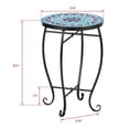 thumbnail image 4 of Mosaic Side Table,14'' Round Small Bistro Table, Indoor End Table,Accent Patio Table with Metal Frame, Black Iron Plant Stand,for Garden Yard Parch Balcony, 4 of 9