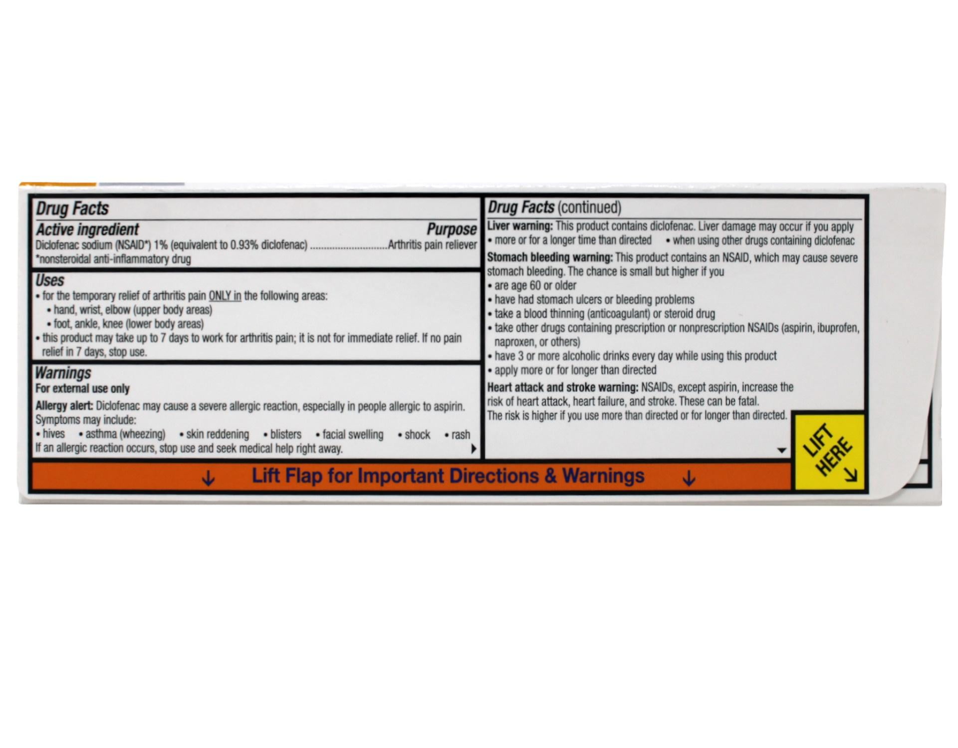Voltaren Arthritis Pain Gel (50g) Over the Counter 1% Nonsteroidal Anti-Inflammatory (NSAID) Reduces Joints Inflammation & Pain