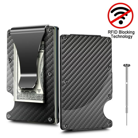 - Carbon Fibre Wallet, Slim Money Clip RFID Blocking Front Packet Slim Wallet, Aluminum Metal Wallet & Business Card Holder Billfolds for Men and Women