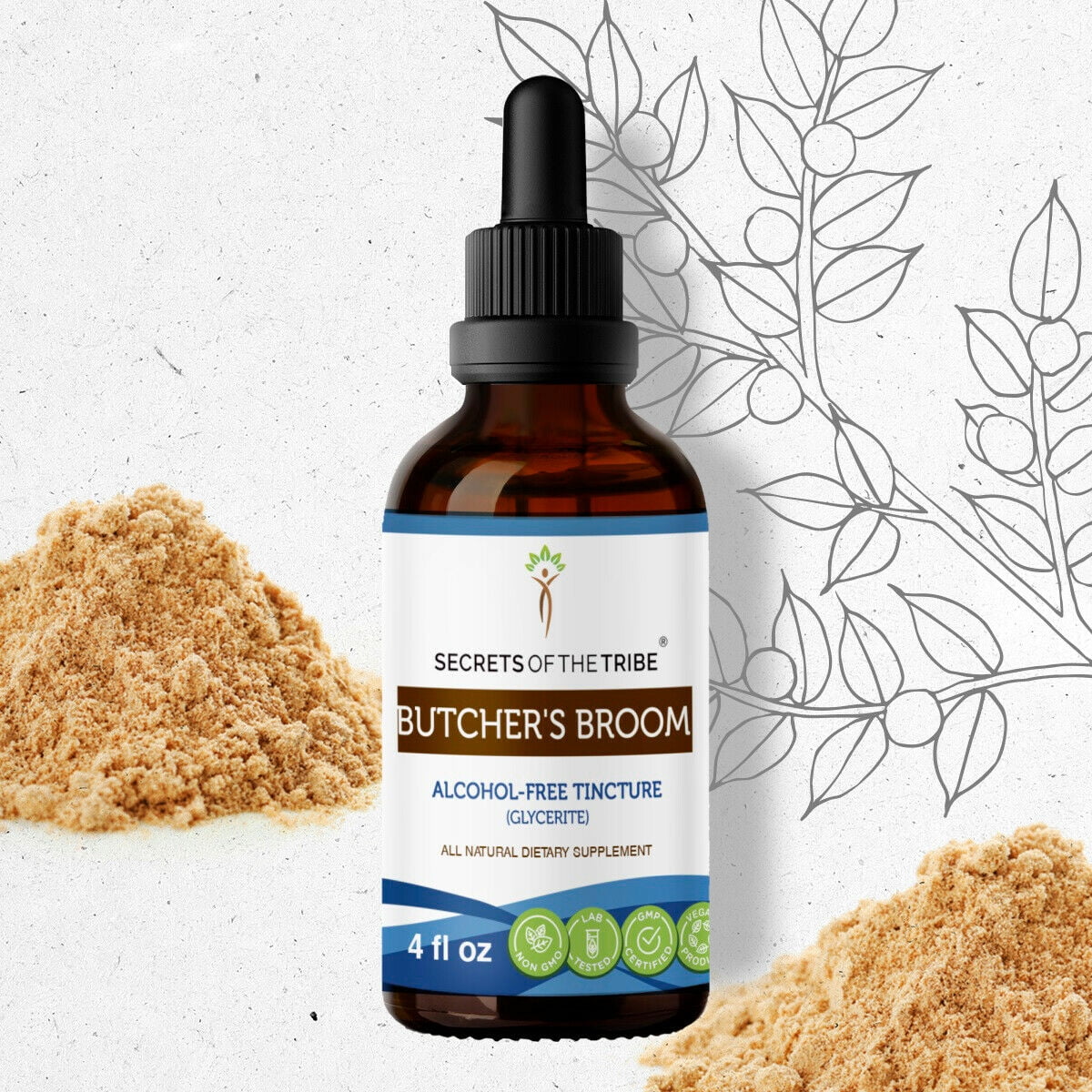 Butcher's Broom Tincture AlcoholFREE Extract, Organic Butcher's Broom