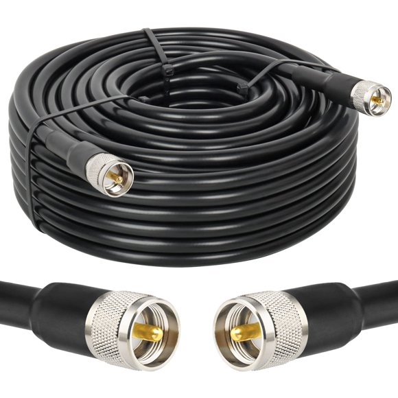 MOOKEERF CB Coax Cable,100ft RG213 Coaxial Cable UHF PL259 Male to Male Low Loss UHF Cable CB Antenna Cable for CB Radio,HAM Radio,VHF Radio,SWR Meter