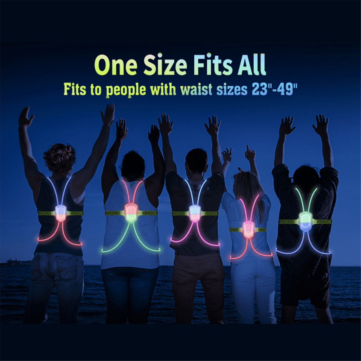 Night Outdoor Sport LED Vest 360° Reflective High Visibility Flash Safety LED Fiber Optic Night Running Riding Colorful,1 * Strap-Type Led Running Light 1 * Power Cord