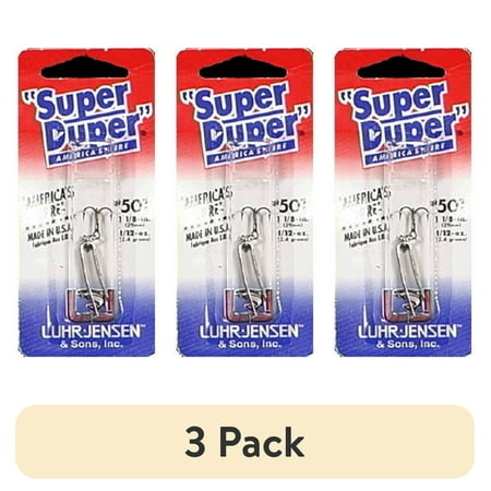 (3 pack) Luhr Jensen Super Duper Casting/Trolling U-Shaped Spoon 1 1/8 1/12oz Nickel/Red Head