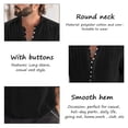 thumbnail image 3 of Camisas de lino y algodón para hombre, camisas de manga larga, Color sólido, cuello levantado, estilo informal, talla grande 3XL, primavera y otoño, novedad de 2023, 3 of 4