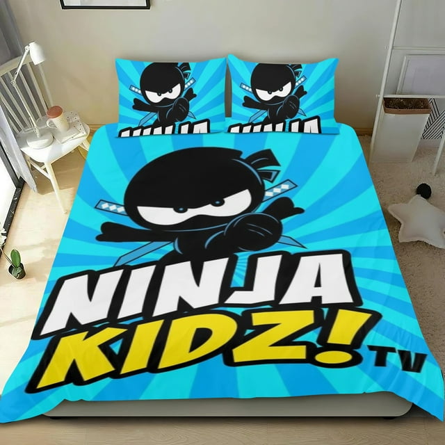 Niños Ninja Conjunto de sábanas temático, trío de piezas, cómodo y amigable con la piel, diseño único, regalo de decoración para el hogar para familiares, amigos y fans,140cm *210cm