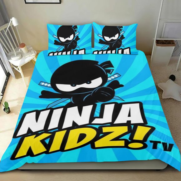 Niños Ninja Conjunto de sábanas temático, trío de piezas, cómodo y amigable con la piel, diseño único, regalo de decoración para el hogar para familiares, amigos y fans,140cm *210cm
