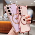 thumbnail image 4 of Magnetic Phone Case for Samsung Galaxy S23 5G Compatible with MagSafe Cute Heart Galaxy S23 Case for Women Luxury Plating Bumper Full Camera Lens Protection Samsung S23 Cover 6.1" (Pink), 4 of 11