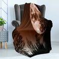 thumbnail image 4 of Moon Soft Flannel Fleece Blanket, Abstract Color Scheme with Forest Detailed Full Moon Nature Image Scenic Landscape, Cozy Plush for Indoor and Outdoor Use, 50" x 60", Redwood Black, by Ambesonne, 4 of 5