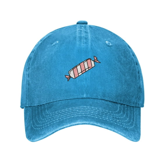 ZICANCN Pink Candy Adjustable Baseball Cap Women , Hats for Men Adult Washed Cotton Denim Baseball Caps Fashion Blue