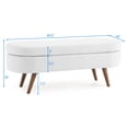 thumbnail image 6 of Oval Storage Ottoman Bench, 43.5"  Linen Upholstered Storage Bench with Solid Wood Legs, Modern End of Bed Storage Bench Indoor Ottoman Bench with Storage for Living Room, Bedroom, Entryway, White, 6 of 7