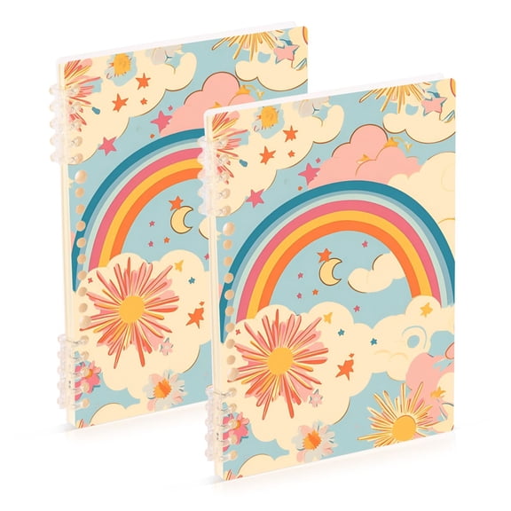 FORMRS 1-Subject Spiral Notebook 8" x 5" College Ruled 60 Refillable Sheet, 2 Pack, Pink Retro Sun