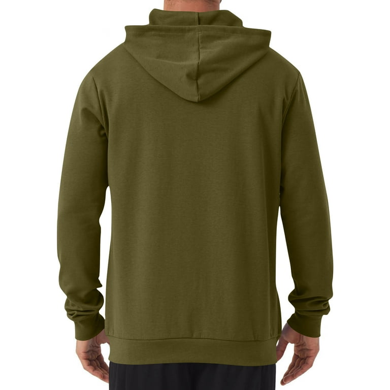haneshirts Men's Full-Zip Hoodie (Size XL, Army Green) 100