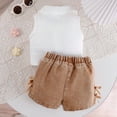 thumbnail image 5 of BOOMNY Toddler Girls Outfit Set 2 Peice Clothes Set for Girl Sleeveless Solid Color Tops Denim Shorts Cozy Kids Dailywear, 5 of 9