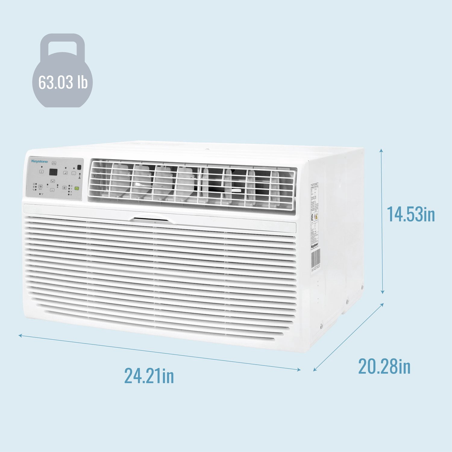 Keystone 12,000 BTU 230V Through-the-Wall Air Conditioner with Follow Me LCD Remote Control, KSTAT12-2E