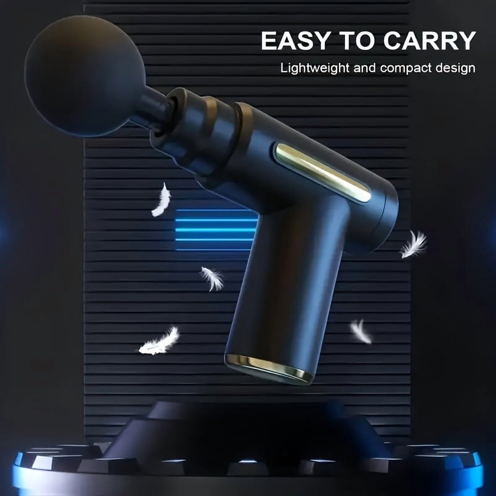 Massage Gun with 6 Interchangeable Heads for Body, Deep Tissue Muscle Massager in Black