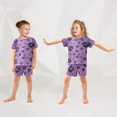 thumbnail image 5 of Skull Head Web Bow Pattern Summer Pajama Set Soft Cotton Short Sleeve Sleepwear 2PCS Pajama Sets Breathable Lounge Set Size 12Y, 5 of 7