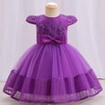 thumbnail image 2 of REORIAFEE Toddler Girl Tutu Dress Princess Party Dress Tulle Formal Dress Sleeveless Lace Bow Mesh Dress Gauze Dress Princess Dress Purple 0-6 Months, 2 of 9