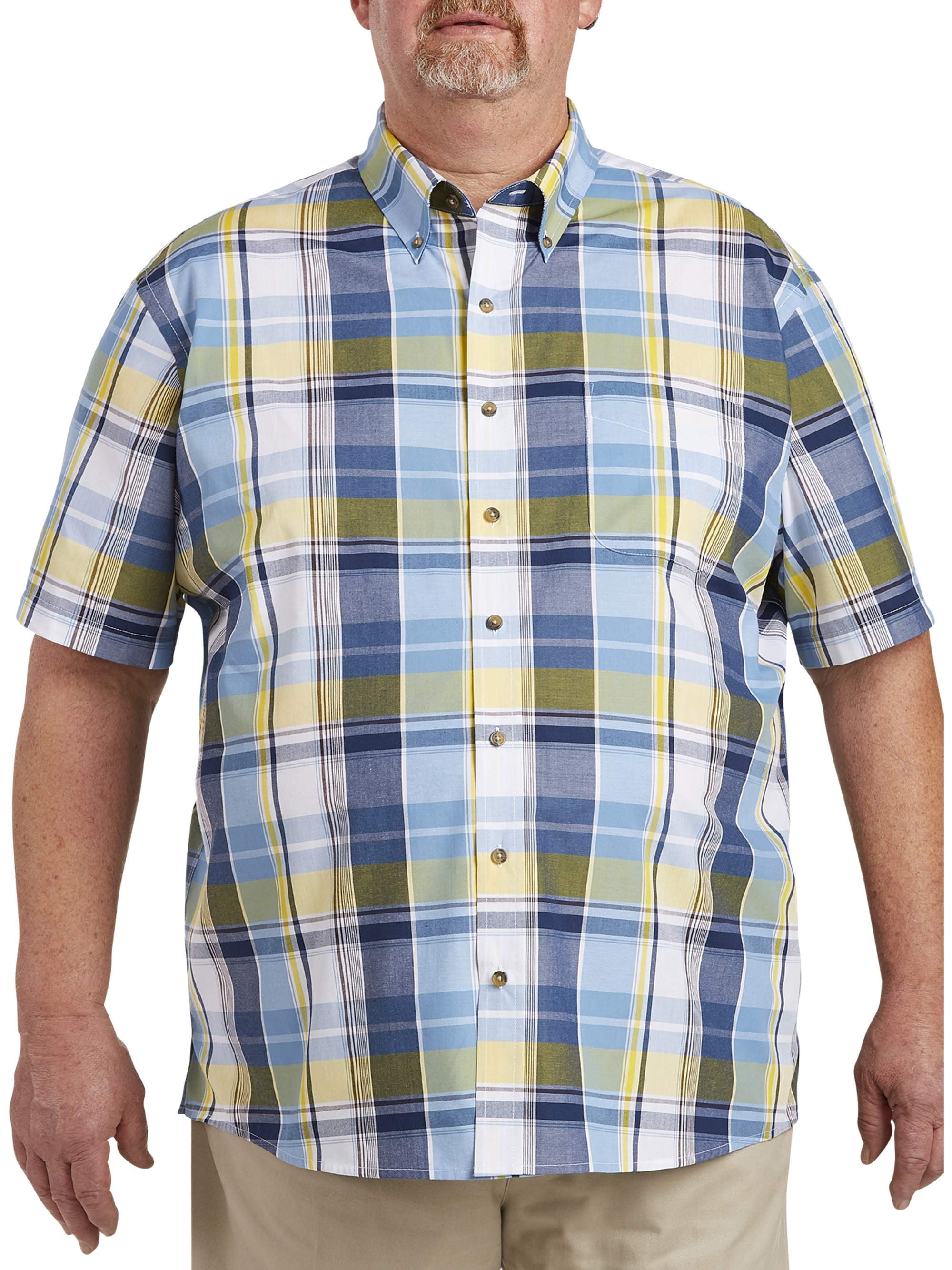 Men's Big & Tall Easy Care Short Sleeve Plaid Shirt, up to size 7XL