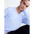 thumbnail image 5 of Free Assembly Women's and Women's Plus Cotton Cable Knit Sweater, Midweight, Sizes XS-4X, 5 of 6