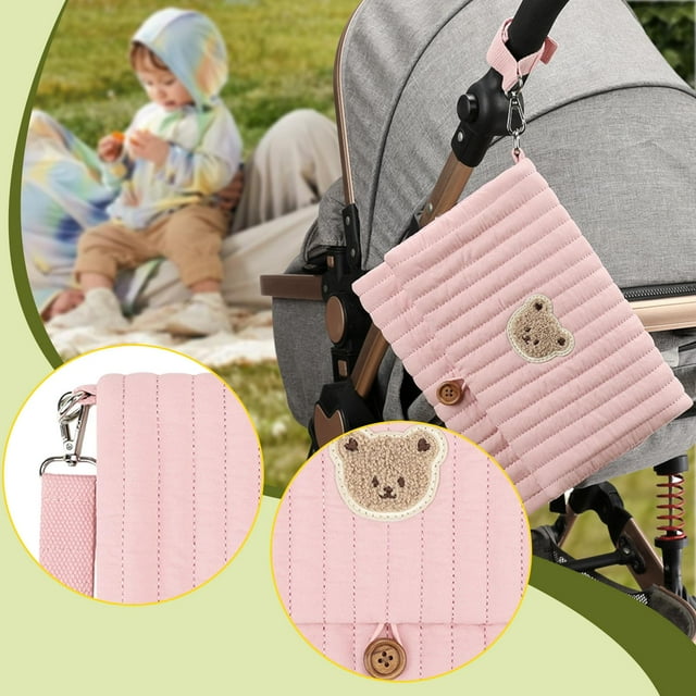 Bolsa de pañales plegable, organizador de pañales, bolsa impermeable, de bebé, organizador de cochecito para piscina, guardería, habitación de hotel Rosa