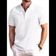 thumbnail image 1 of Camiseta Informal Henley de Corta con Cuello Mao para Hombre, Camiseta Texturizada de Playa para Verano. L, 1 of 10