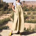 thumbnail image 3 of Gibobby Mono Corto Informal Pantalones de pierna ancha sueltos casuales de color sólido para mujer Mono de tirantes de tamaño(Beige， XXXXL), 3 of 4