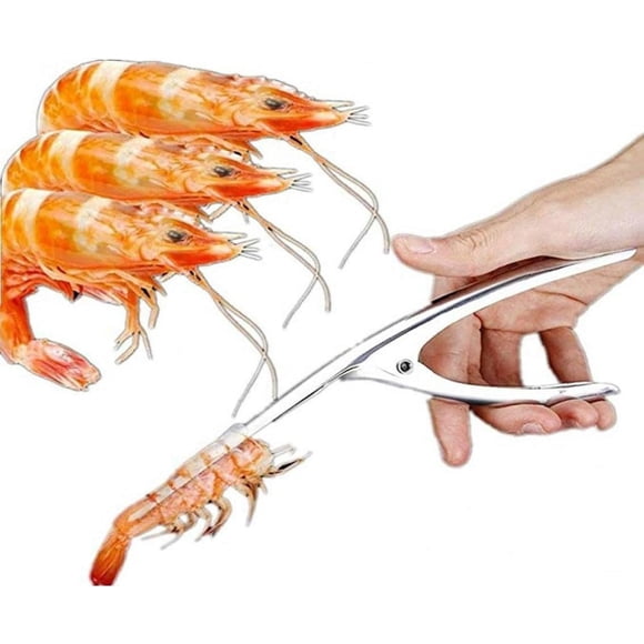 Seafood Prep Master, herramienta para desvenar camarones, herramientas de cocina de acero inoxidable con mango ergonómico para pelar y desvenar sin problemas, abridor de mariscos profesional para